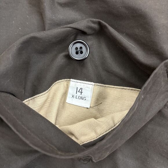 Burberry Womens Trench Coat Vintage Wool Dark Brown Size 14 X-Long - Picture 15 of 16